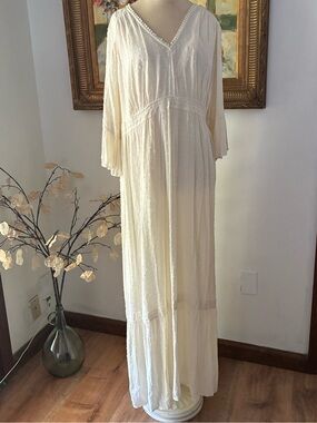 Whimsigoth Cream Ethereal Maxi Dress Size XL